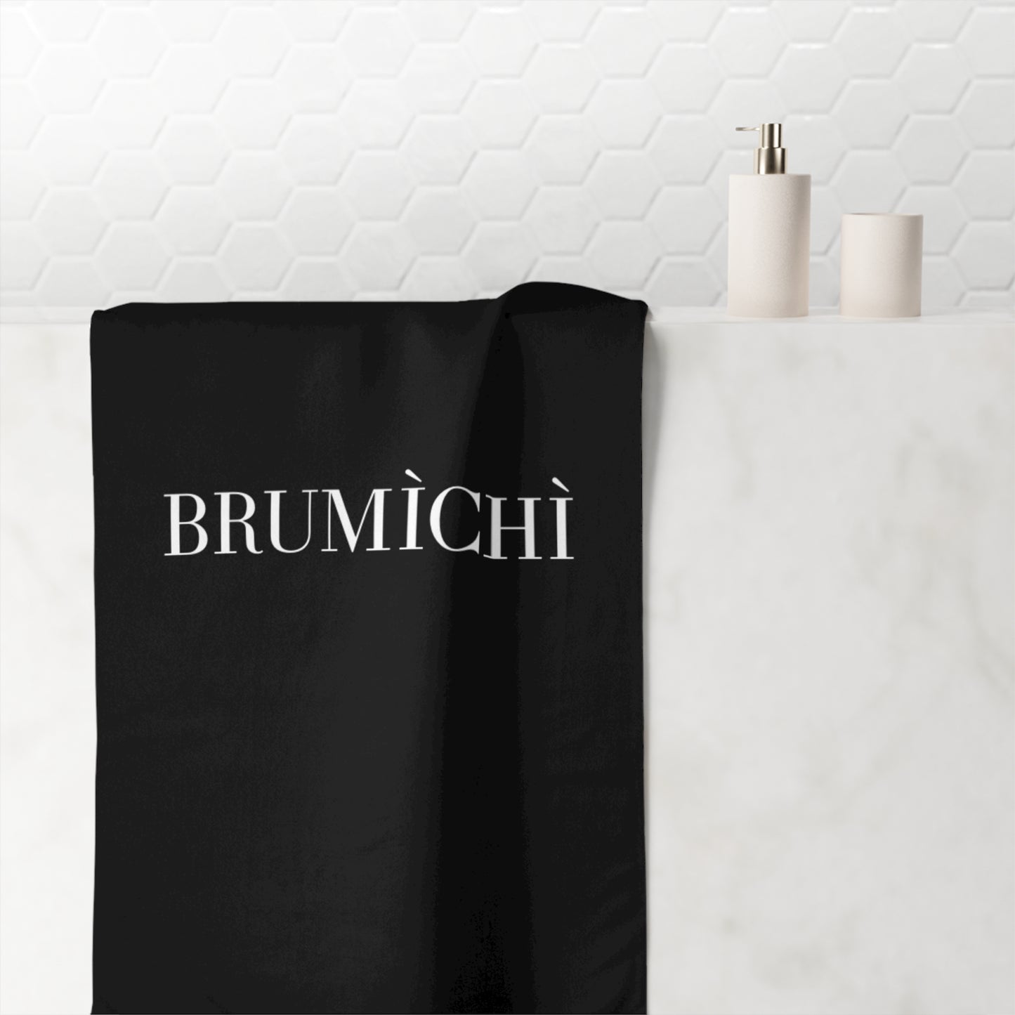 Elegant Mink-Cotton Towel with 'BRUMÌCHÌ' Design - Perfect for Spa & Beach Days