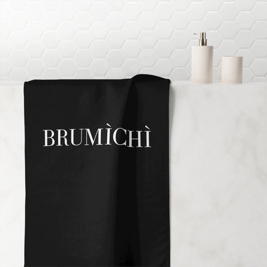 Elegant Mink-Cotton Towel with 'BRUMÌCHÌ' Design - Perfect for Spa & Beach Days