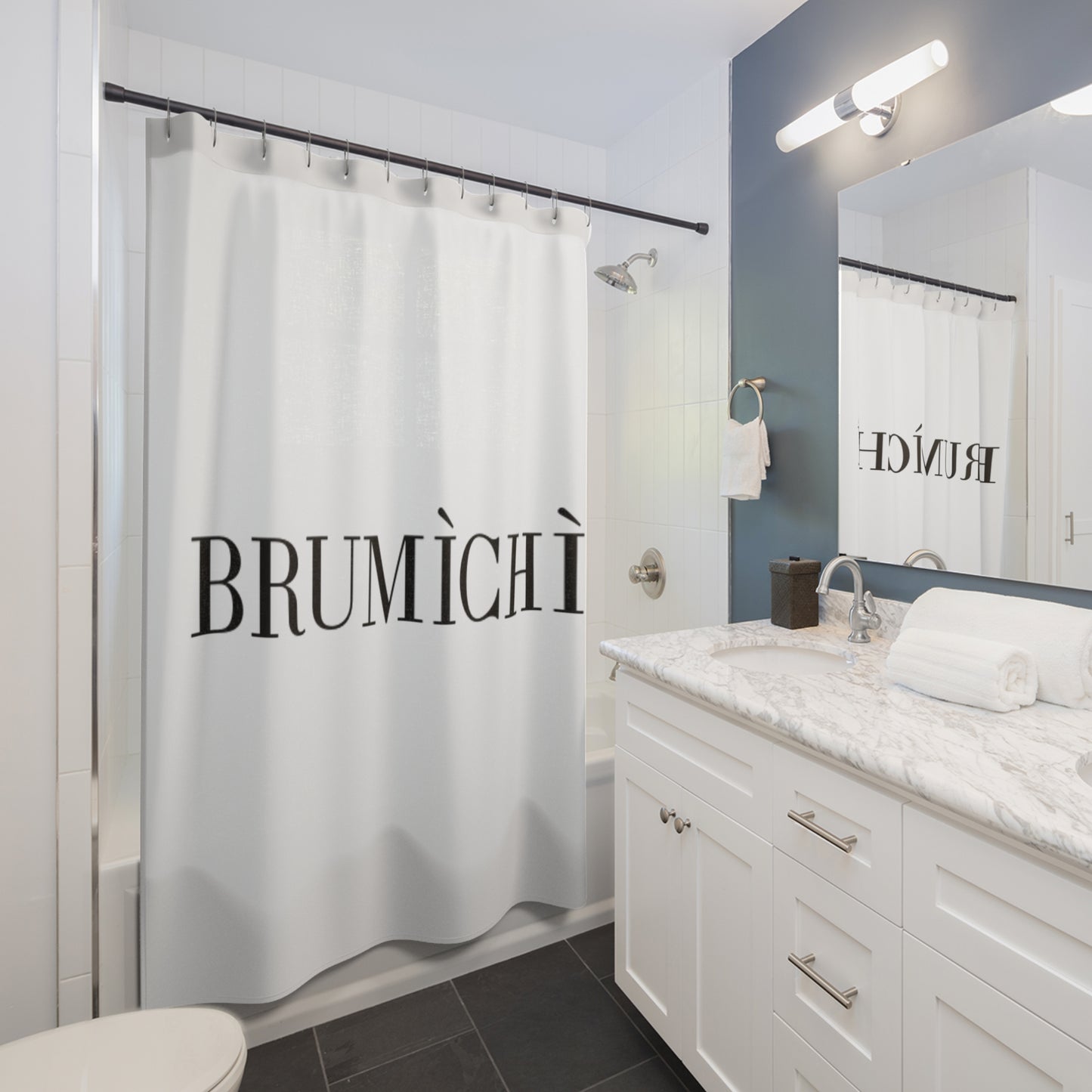 Modern Minimalist Shower Curtain with Elegant Text Design - BRUMÌCHÌ