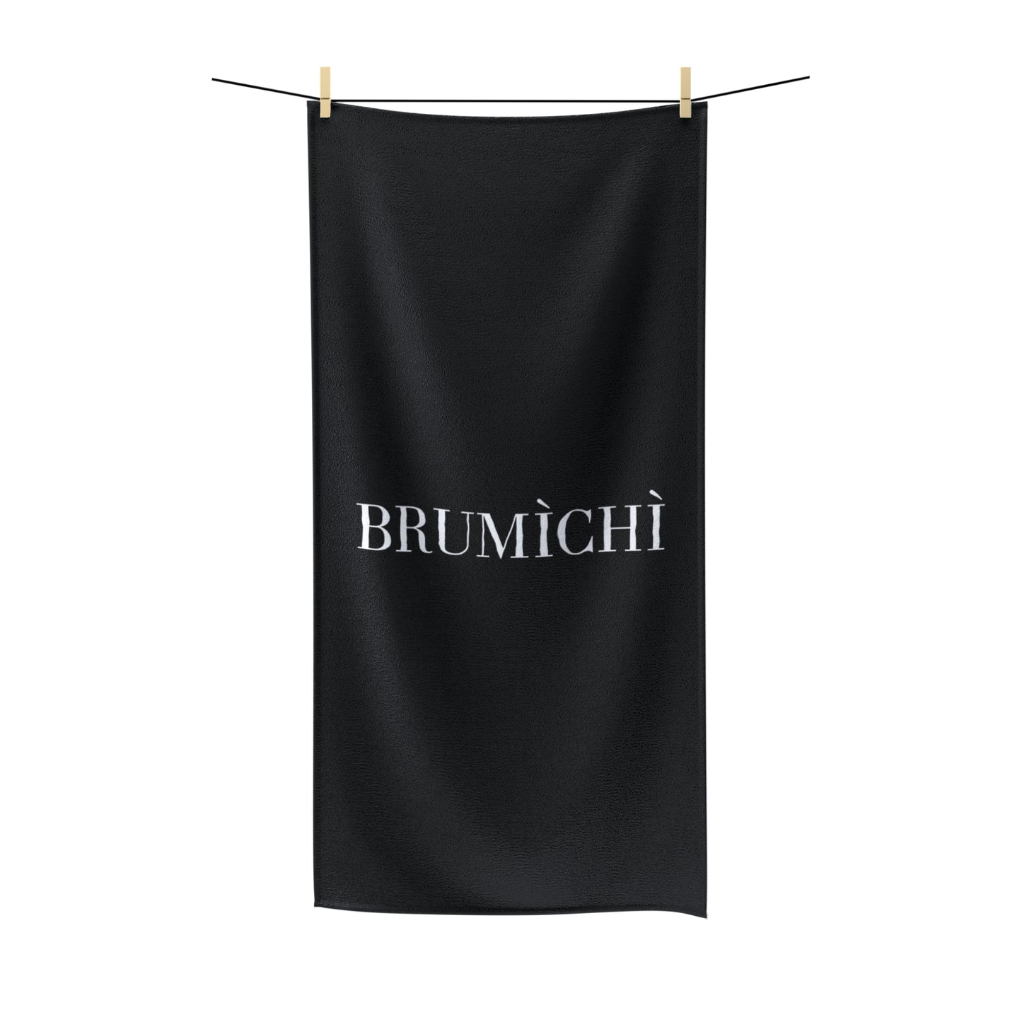 Black Polycotton Towel with 'BRUMÌCHÌ' - Perfect for Beach Days and Home Use