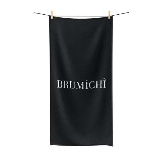Black Polycotton Towel with 'BRUMÌCHÌ' - Perfect for Beach Days and Home Use