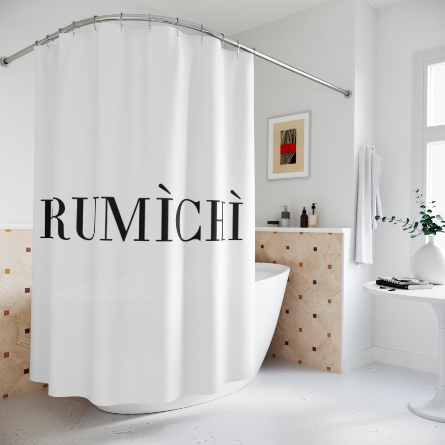Modern Minimalist Shower Curtain with Elegant Text Design - BRUMÌCHÌ