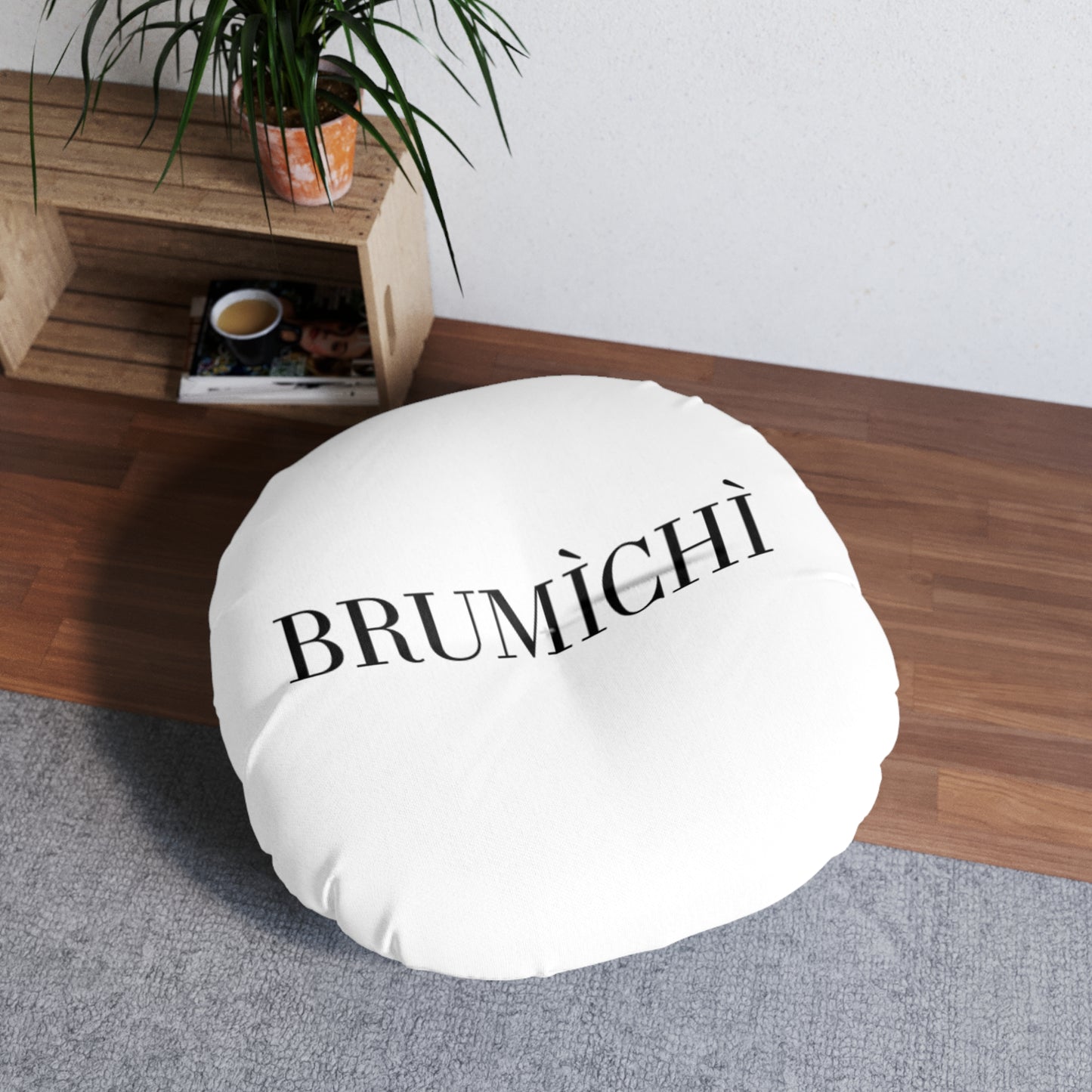 Modern Tufted Round Floor Pillow with BRUMÌCHÌ Design